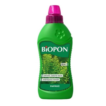 BIOPON NAWÓZ DO PAPROCI W PŁYNIE 0,5L ZDROWE ZIELONE LIŚCIE SZYBKI WZROST