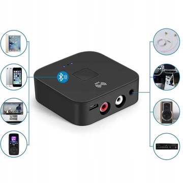Adapter stereo Bluetooth 50 NFC z wyjsciem cinch i jack 35 mm APTX