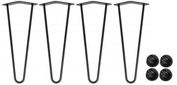 Noga meblowa Hairpin 2 pręty CZARNA h=457mm - 4szt