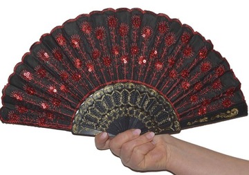 WACHLARZ ręczny składany cekiny taniec flamenko hiszpański cygański