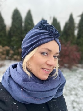 Komplet Turban Luba wr8 i komin na zimę z weluru