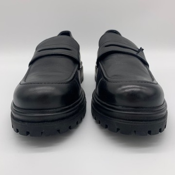 Buty damskie eleganckie mokasyny na platformie skórzane czarne ZIGN r. 41