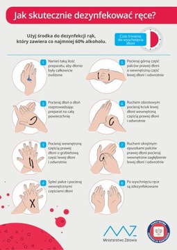 INSTRUKCJA JAK DEZYNFEKOWAĆ RĘCE