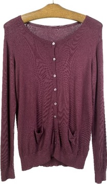 Rozpinany sweterek sweter kardigan śliwkowy bordowy winny casual r. S/M USA