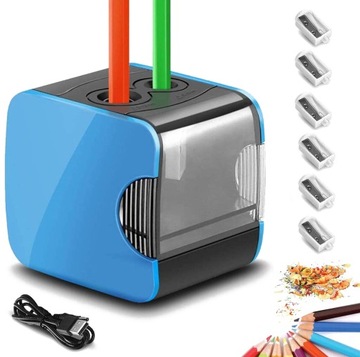 ЭЛЕКТРИЧЕСКИЕ ТОЧИЛКИ ДЛЯ КАРАНДАШЕЙ АВТОМАТИЧЕСКАЯ ТОЧИЛКА +6 ЛЕЗВИЙ В ПОДАРОК