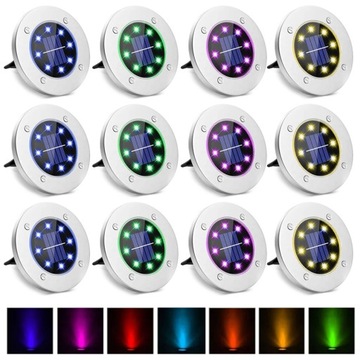 12x LAMPKA SOLARNA OGRODOWA WBIJANA NAJAZDOWA RGB