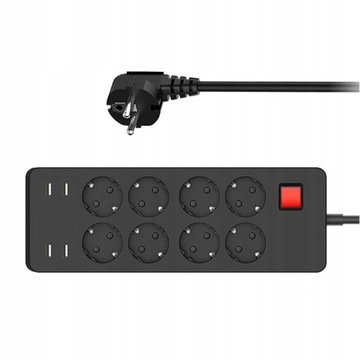 LISTWA ZASILAJĄCA 8x PRZEDŁUŻACZ 4x USB ŁADOWARKA