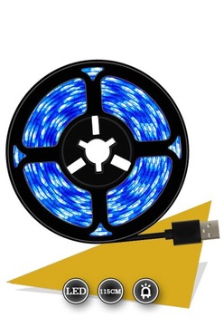 СИНЯЯ СВЕТОДИОДНАЯ ЛЕНТА С КЛЕМОМ 1М USB ПОДСВЕТКА ТВ ДЛЯ МЕБЕЛИ