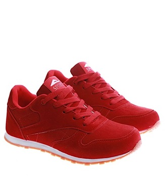 Sznurowane damskie buty sportowe czerwone sneakersy trampki 15098 37