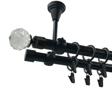 KARNISZ SUFITOWY CZARNY MAT 19+19mm CRYSTAL 280cm