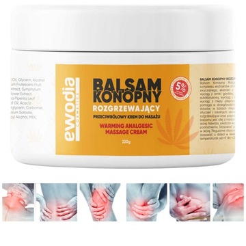 BALSAM KONOPNY ROZGRZEWAJĄCY EWODIA 220G BÓLE STAWOWO MIĘŚNIOWE SKURCZE