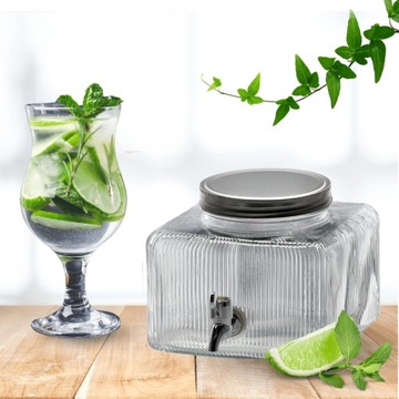 Банка с краном, стеклянная банка, емкость для воды, лимонада, сока, компота, 3,6л.