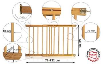 Furtka Bramka Drewniana Zabezpieczająca Ochronna 72-122/68cm