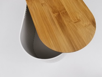 КОНТЕЙНЕР ДЛЯ ХЛЕБА С КРЫШКОЙ БАМБУКОВАЯ ДОСКА, СТАЛЬ, БЕЛЫЙ WZ03