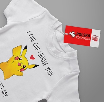 KOSZULKA T-SHIRT WALENTYNKI XL PIKACHU HAPPY VALENTINES DAY PREZENT JAKOŚĆ