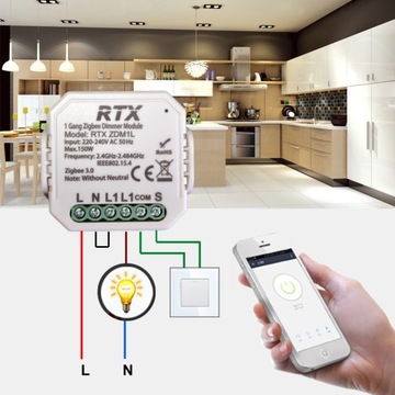 Модуль диммера для скрытого монтажа RTX, 1 цепь, ZigBee TUYA #без N