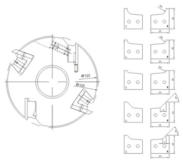 Набор сменных ножей HSS 25x26xR3/2P+2L (4 шт.)