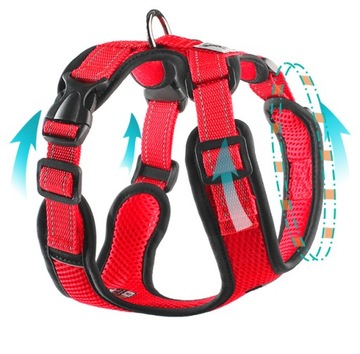 Прочная, не давящая шлейка для собак, светоотражающая, размер L.