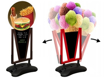 WODOODPORNY POTYKACZ LODY PIZZA STABILNY CIĘŻKI 13KG DREWNIANY REKLAMOWY