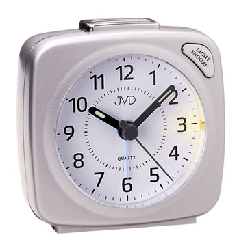 Budzik JVD srebrny drzemka czytelny 7 cm SR951.2