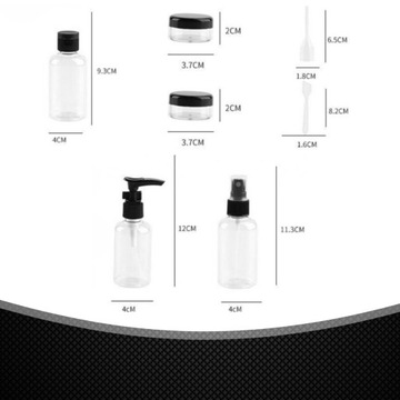 ПУТЕШЕСТВЕННЫЕ КОНТЕЙНЕРЫ БУТЫЛКИ ДЛЯ КОСМЕТИКИ ДЛЯ САМОЛЕТА + КОСМЕТИЧКА 9в1