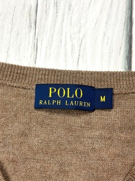 POLO RALPH LAUREN Wełniany Sweterek Męski 100% Merino Wool Logowany r. M