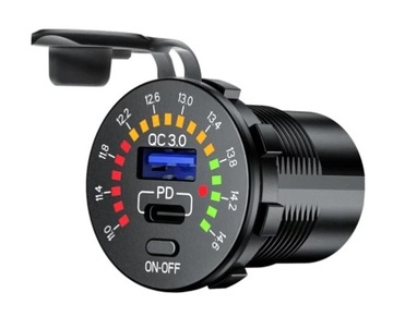 Ładowarka motor quad USB typ-c QC 3.0 woltomierz