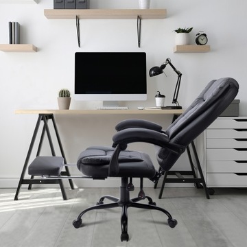 Hengmei Эргономичное офисное кресло из искусственной кожи, грузоподъемность до 150 кг, черный