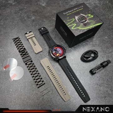 SMARTWATCH МУЖСКИЕ ДВОЙНЫЕ GPS КАРТЫ ЧАСЫ ВОДОНЕПРОНИЦАЕМЫЙ 5ATM ПОМОЩНИК AI AMOLED