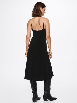 MANGO czarna sukienka na ramiączkach z koronką w bieliźnianym stylu M