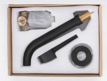 Настенный смеситель для умывальника, матовый черный ЧЕРНЫЙ - длинный НОСИК