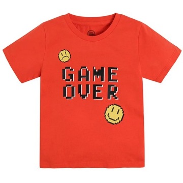 Cool Club T-shirt chłopięcy czerwony GAME OVER 134
