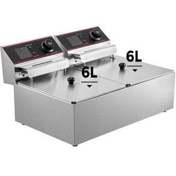 Фритюрница электрическая VEVOR 5000Вт 2*6л Нержавеющая сталь
