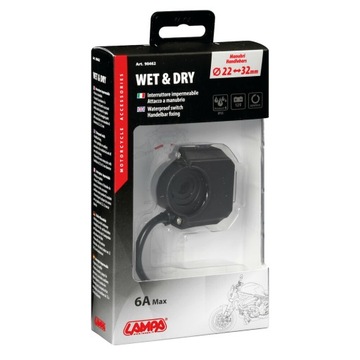 Водонепроницаемый выключатель 12В - 6А IP55 Ø 22-32 мм