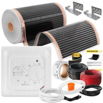 ZESTAW Mission Air Folia Mata Grzewcza PODCZERWIEŃ 50cm I 160W/m² 2m² PTC