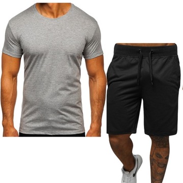 Klasyczny Komplet: Jasnoszary T-shirt i Czarne Spodenki XXL