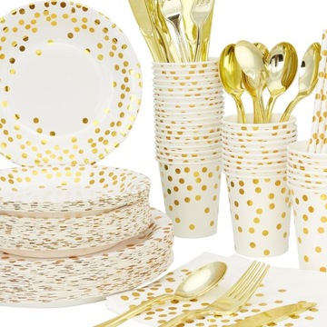 Бумажные тарелки STRAW и чашки Silver Gold