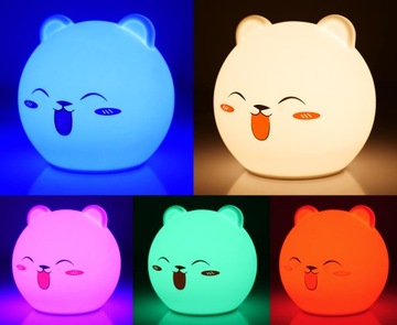 НОЧНИК ДЛЯ ДЕТЕЙ детский силиконовый МИШКА LED RGB