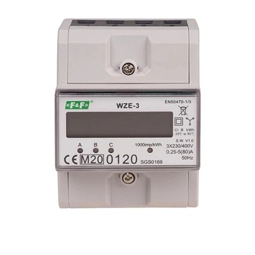 Licznik ZUŻYCIA ENERGII PRĄDU 3-Fazowy 80A WZE-3 F&F