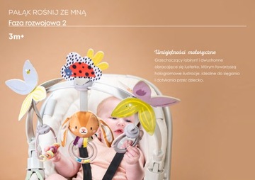 TAF TOYS Pałąk Łuk z zabawkami zawieszkami do wózka Zajączek Rośnij ze Mną