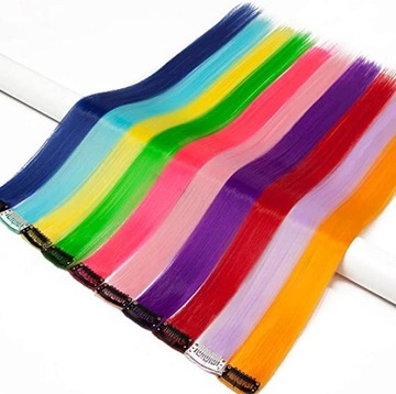 ПРЯДЬ ЦВЕТНЫХ ВОЛОС НА СИНЕЙ ЗАЖИМЕ