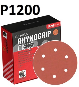 INDASA RED Krążki Ścierne Rzep 150mm 6H P1200 x10