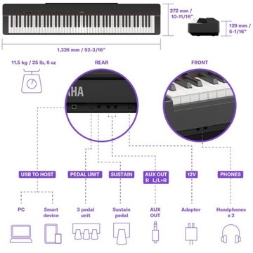 ЦИФРОВОЕ ПИАНИНО YAMAHA P-225 WH, ПРЕЕМНИК ОФИЦИАЛЬНОГО ДИЛЕРА P-125