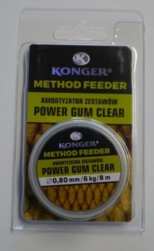 AMORTYZATOR ZESTAWÓW POWER GUM CLEAR 0,80MM/6KG/8M METHOD FEEDER KONGER