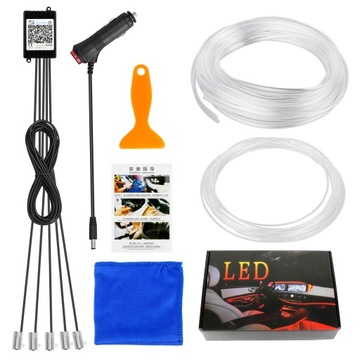 Światłowód do samochodu zestaw AMBIENT LED RGB 6M