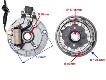 СТАТОР ЗАЖИГАТЕЛЬ С МАГНИТНЫМ КОЛЕСОМ КРЕСТОВЫЙ ПИТ-ВЕЛОСИПЕД MRF KAYO HONDA CRF YX140