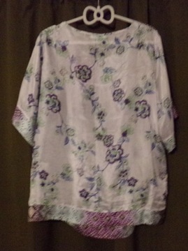 БЛУЗКА MONGUL Размер XXL С ЦВЕТАМИ 100% ШЕЛК