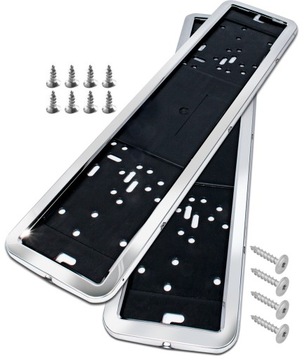 RAMKI POD TABLICE REJESTRACYJNA METAL CHROM 2 SZT ramki do tablic KPL RAMKA