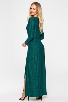 ПЛАТЬЕ ЖЕНСКОЕ РОЖДЕСТВЕНСКОЕ СВАДЕБНОЕ, ЭЛЕГАНТНОЕ, ИЗУМРУДНОЕ С БЛЕСКАМИ, 40 Л