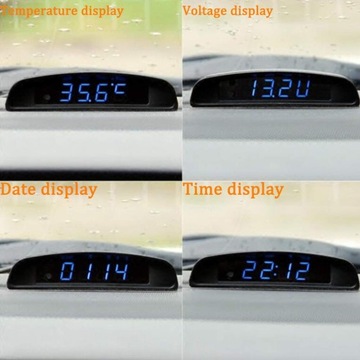 4 в 1 автомобильные часы с датой, вольтметр, термометр Te